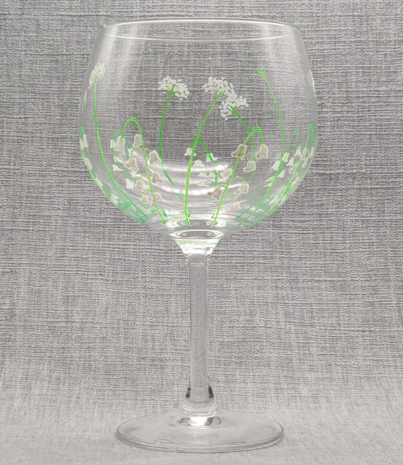 Hand-painted Lily of the Valley Large Gin Glass image 1