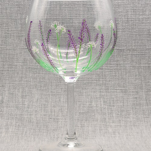 Handpainted Lily of the Valley Large Gin Glass Etsy UK