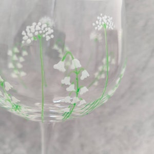 Hand-painted Lily of the Valley Large Gin Glass image 3