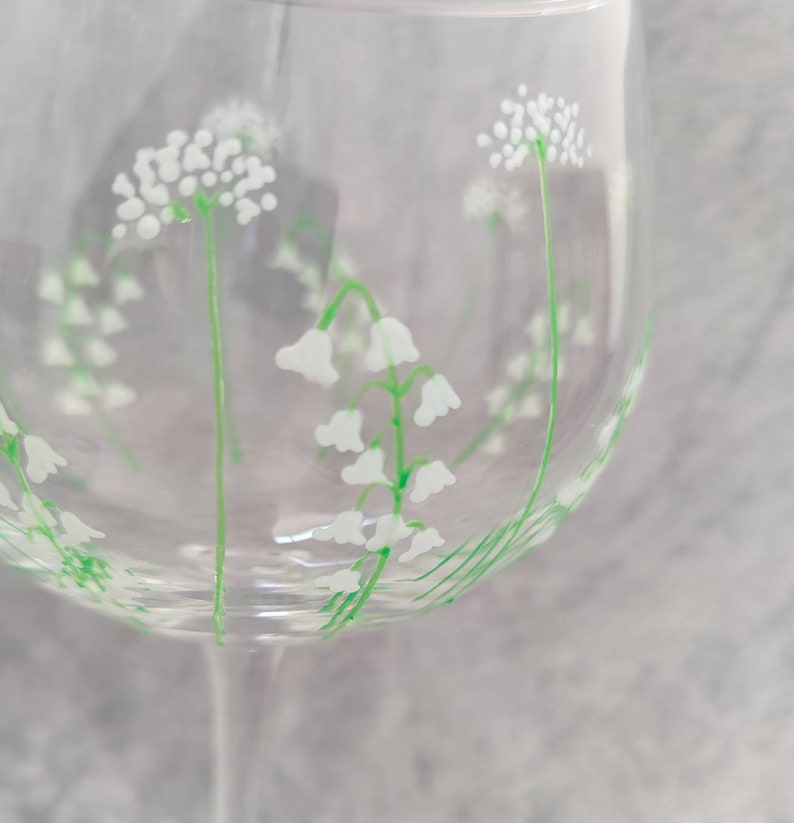 Hand-painted Lily of the Valley Large Gin Glass image 3