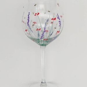 Hand-painted 'summer meadow ' design large wine glass image 10