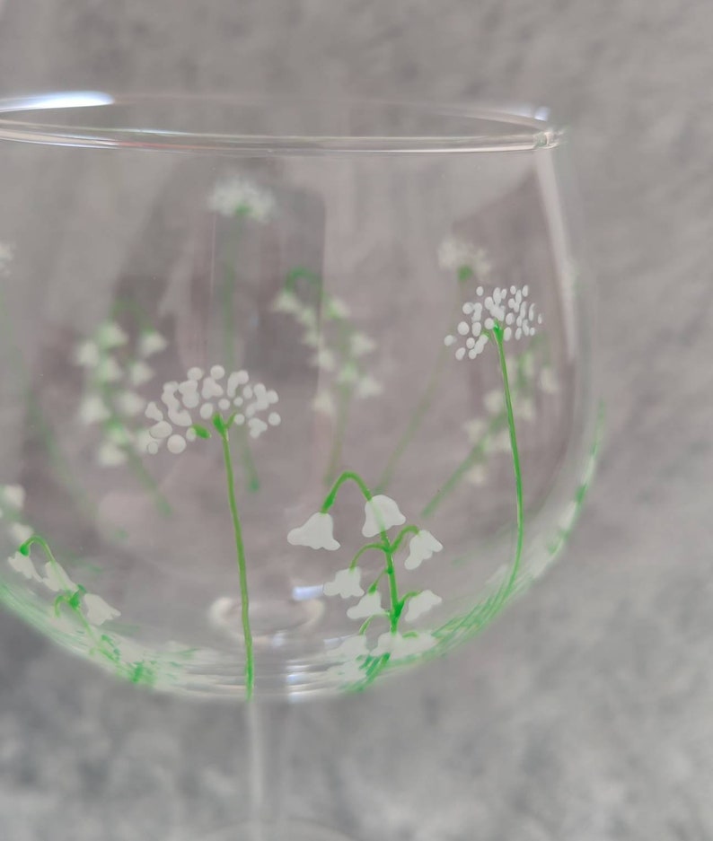 Hand-painted Lily of the Valley Large Gin Glass image 5