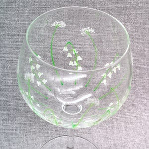 Hand-painted Lily of the Valley Large Gin Glass image 8