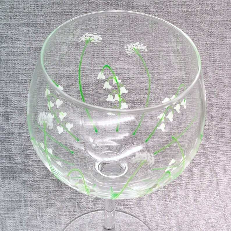 Hand-painted Lily of the Valley Large Gin Glass image 8