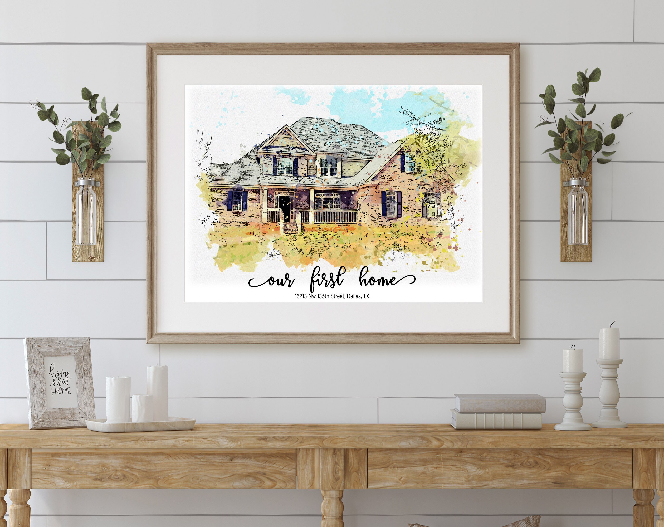 Custom Watercolor House Portrait House Painting Gift Digital Etsy