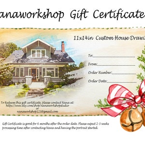 Last Minute Christmas Gift, Digital Custom House Portrait from Photo, Housewarming Gift, Gift Certificate, Realtor Closing Gift