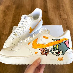 Tom & Jerry Custom Air Force 1s-- Hand-painted Shoes-- Tom and Jerry Shoes-- Custom Air Forces