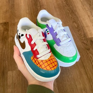 Toy Story Custom Kid&#39;s Air Forces-- Buzz Lightyear and Woody Shoes-- Toy Story Themed Air Forces