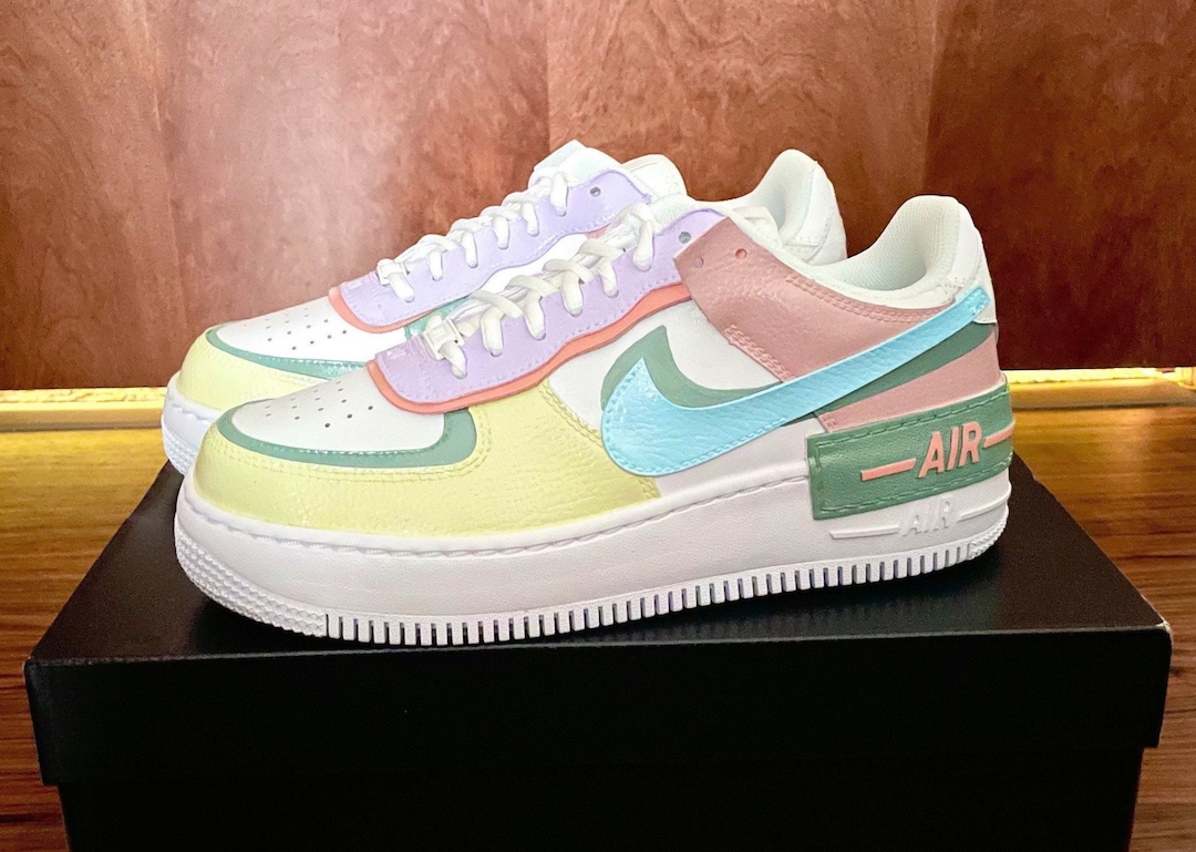 Color-block Custom Air Force Shadows— Multi-color Shoes