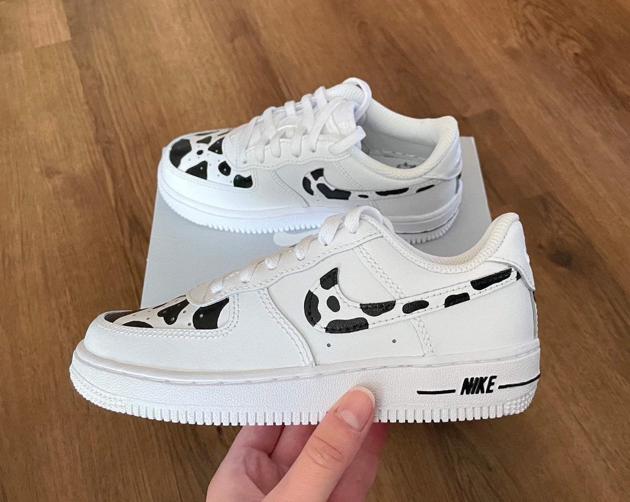 Pink Dripping With Cow Print Custom Air Force 1 Baby Toddler 