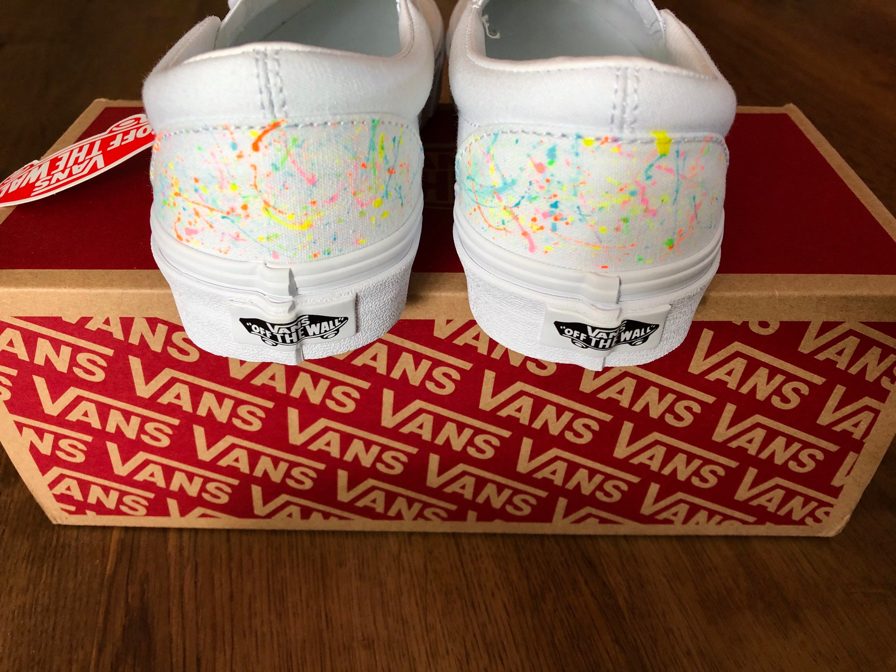 Vans Low Top Skate Shoes Men 9.5 Women 11 Colorful Retro Print Splatter Spray‎ Vans Authentic Multi Color Splatter Paint | Mercari main image 4