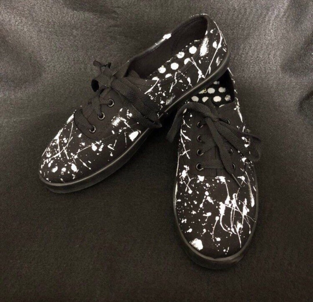 Splatter Paint Shoes Black and White Paint Splatter Fun Etsy