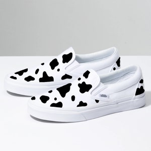 Cow Design Slip-on Vans— Hand-painted Shoes— Cow Design Shoes