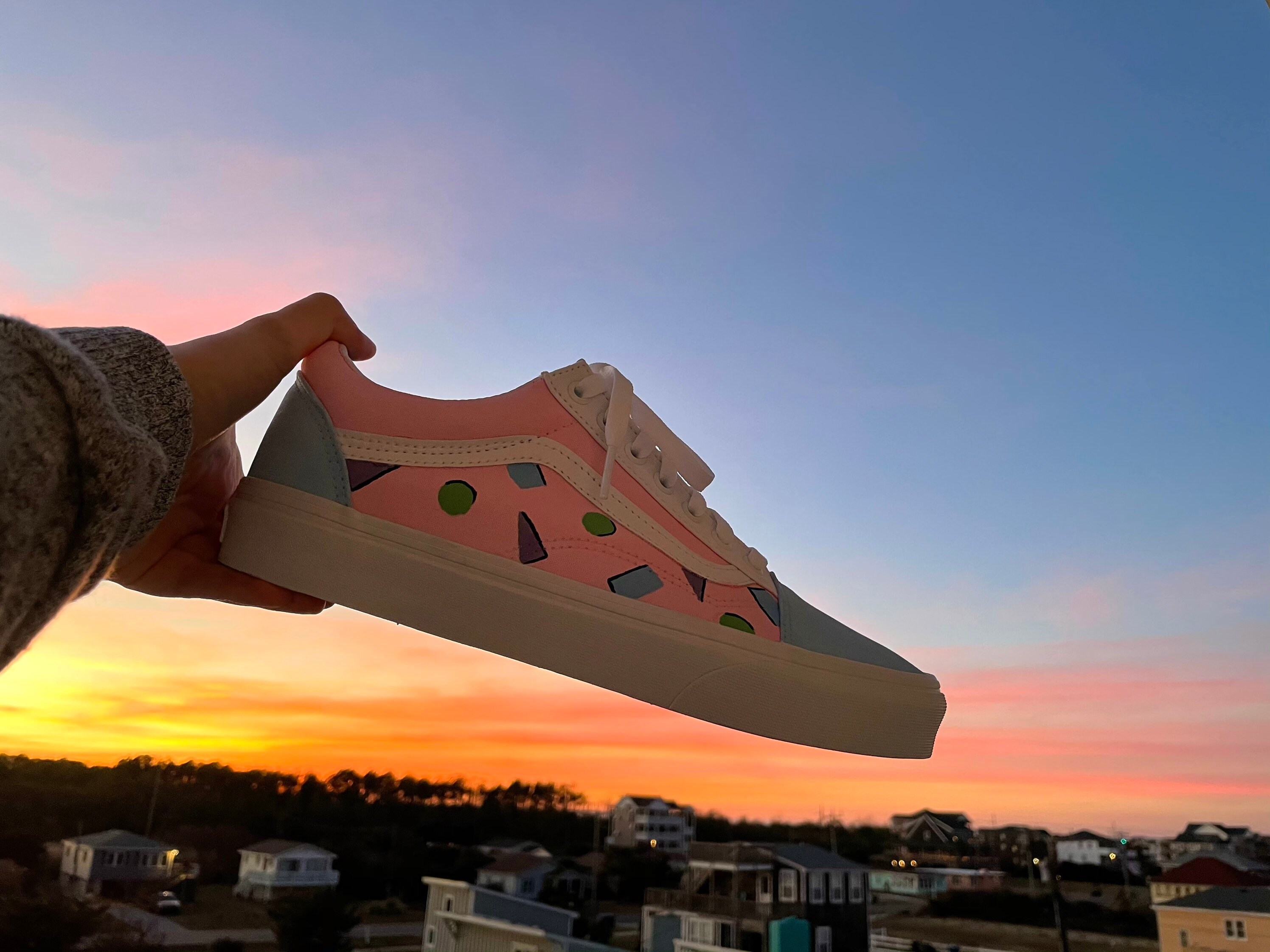 Custom 80s-inspired Pastel Block-colored Vans—tie Vans