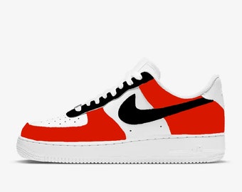 Custom Air Force 1s--Hand-painted Shoes--Red and Black Air Forces