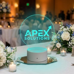 Custom LED Round Acrylic Table Sign, Remote Control Included