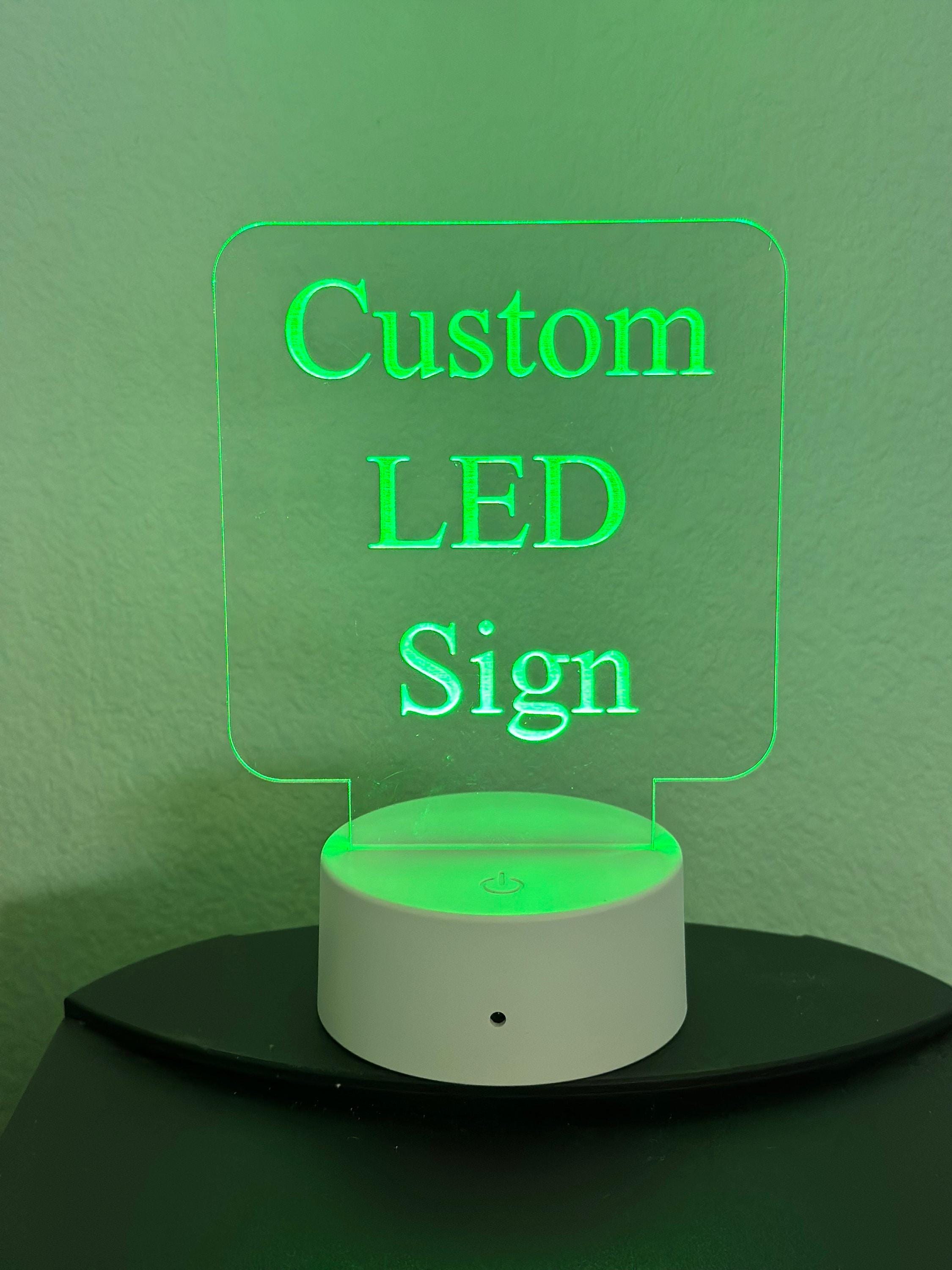 Custom LED Acrylic Table Sign, Round Corners, Your Message on 6 ...