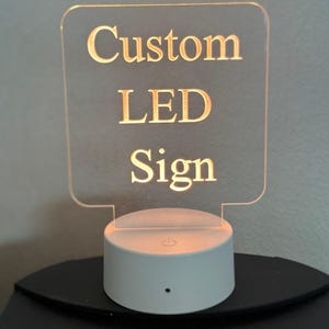 Custom LED Acrylic Table Sign, Round Corners, Your Message on 6 ...