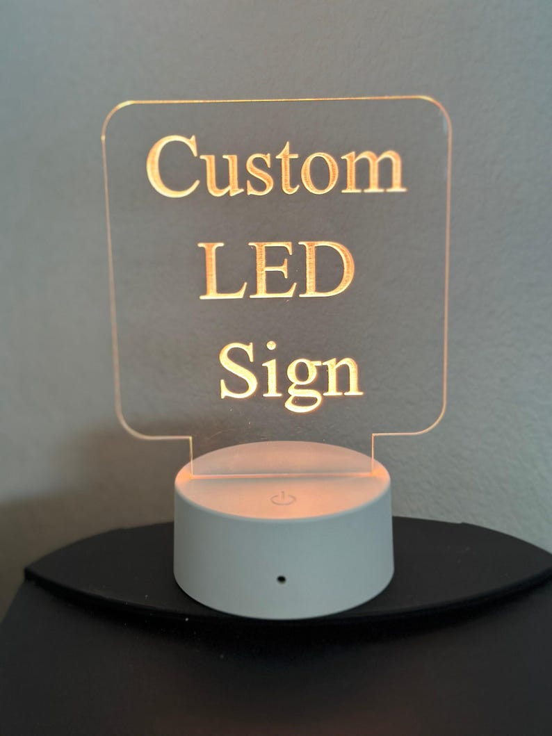 Round Table Signage Custom LED Acrylic Table Sign, Round Corners, Your Message on 6 ...