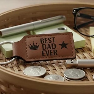 Leatherette Rectangular Keychain - Custom Monogram or Own Logo.