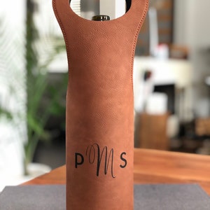 Custom Leatherette Wine Tote - Custom Monogram from 27 templates or Own Logo.