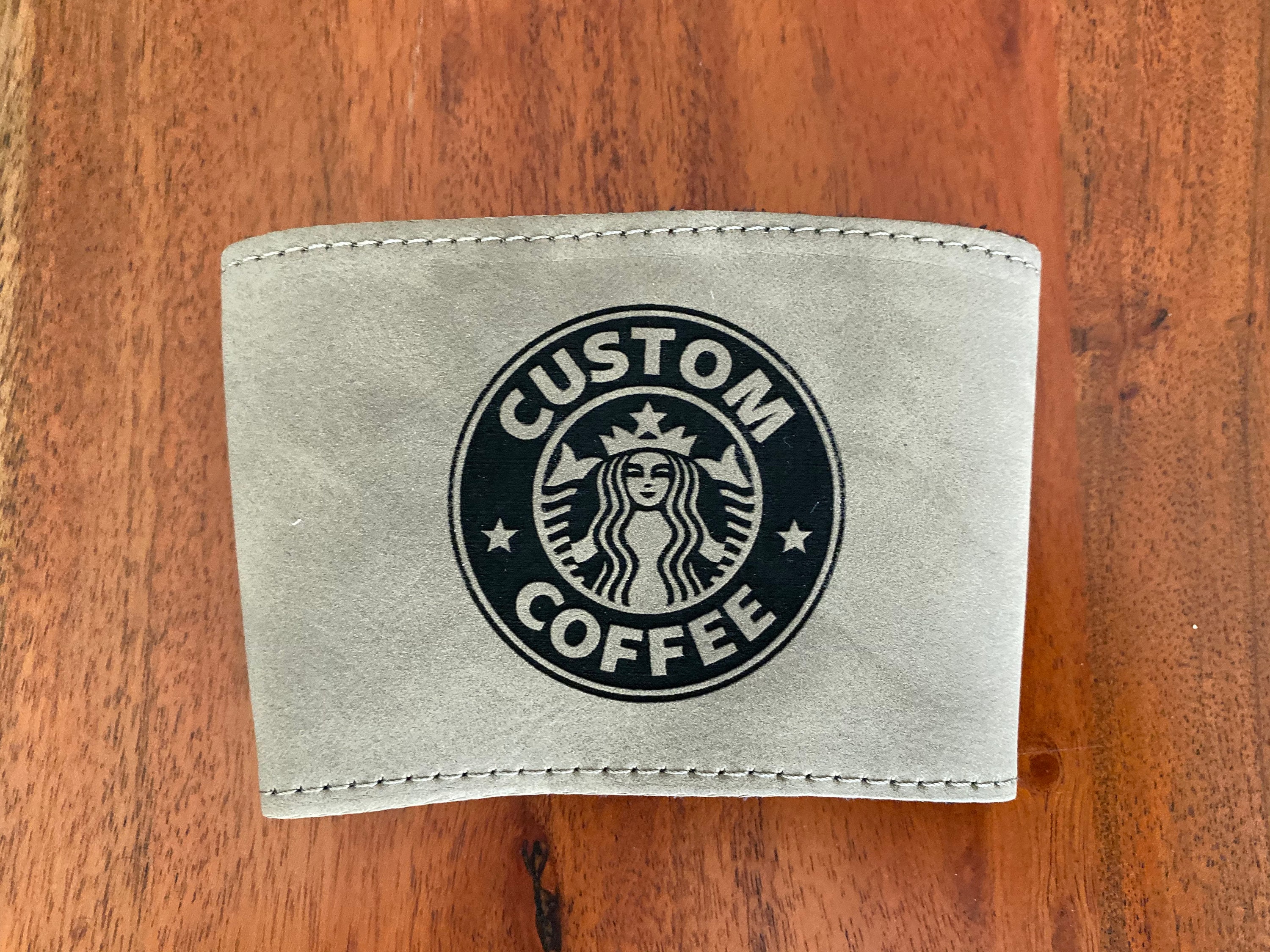 Custom Starbucks Inspired Personalized leather cup sleeve 3 | Etsy