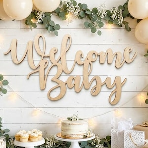Welcome Baby Wood Sign, Baby Shower Decor