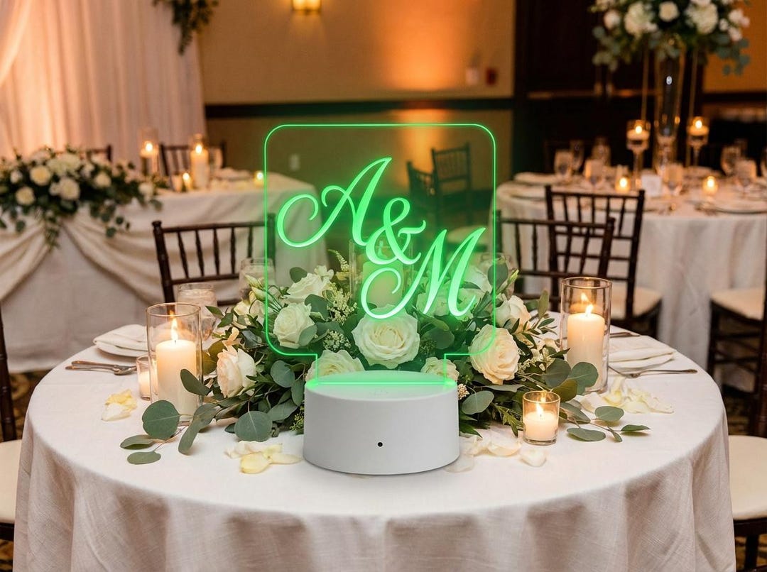 Custom LED Acrylic Table Sign, Engraved Logo, Square With Round Corners ...