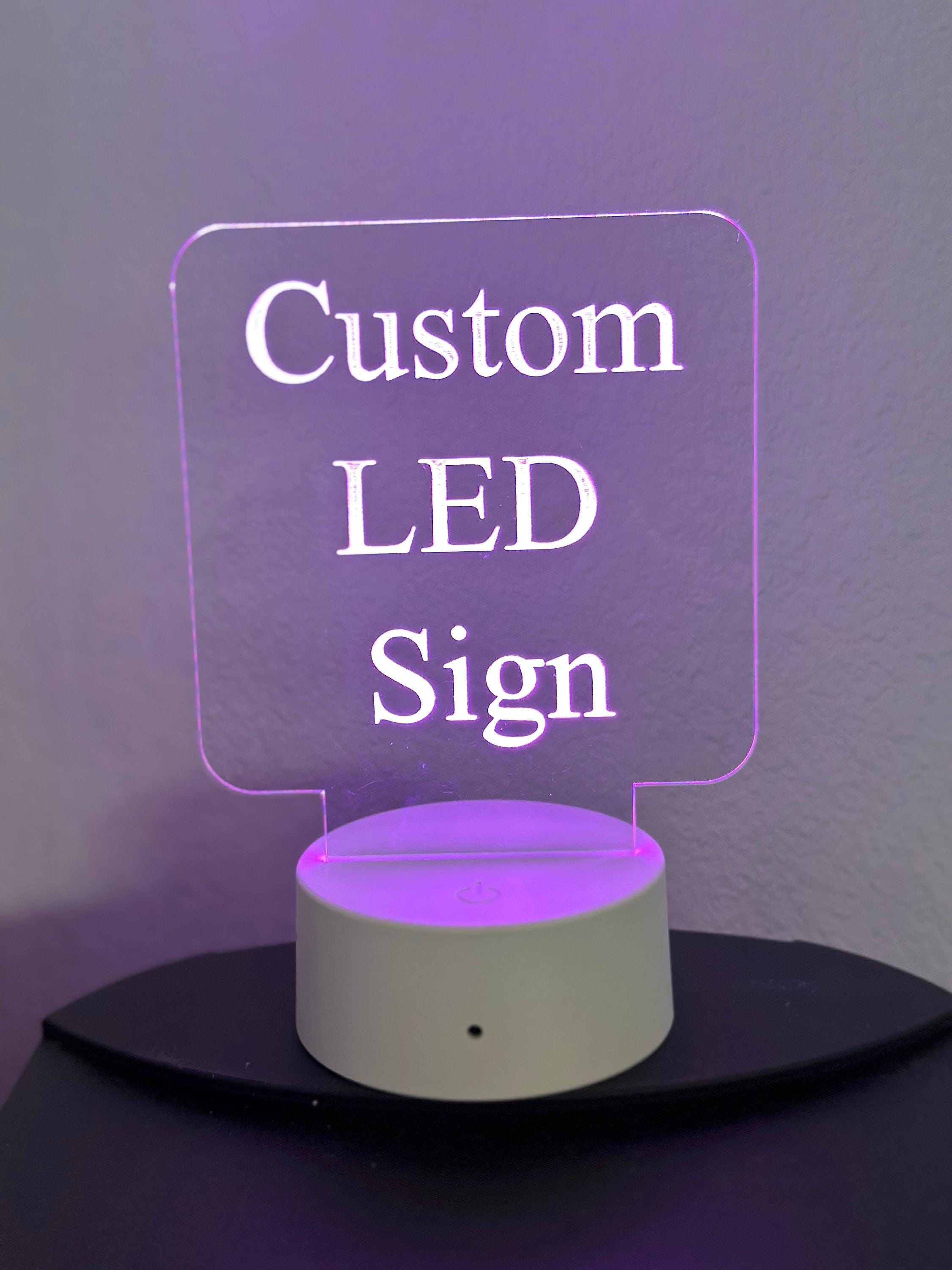 Custom LED Acrylic Table Sign, Engraved Logo, Square With Round Corners ...