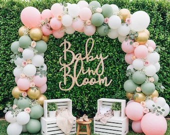 Baby in Bloom Wood Sign, Stacked Birch Plywood, Baby Shower Decor