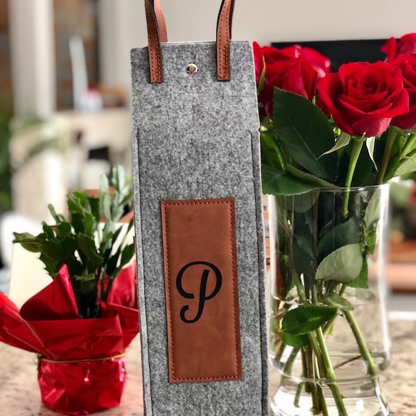 Flannel Wine Tote - Custom with your Monogram