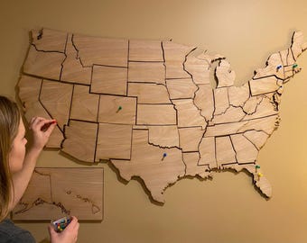 Wooden USA Map: 50 Individually cut States