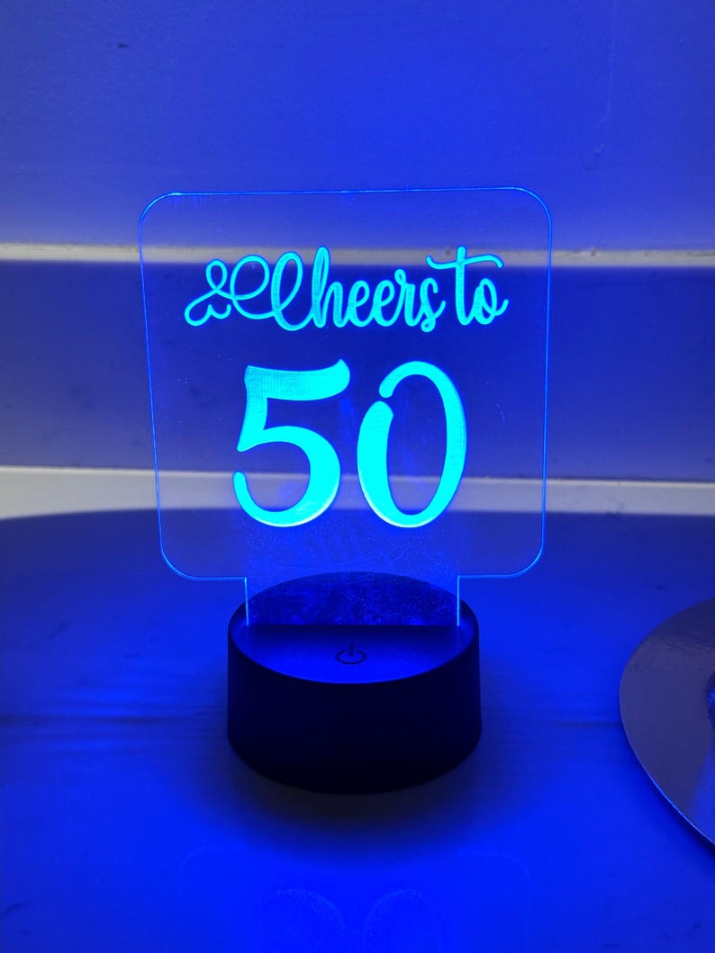Custom LED Acrylic Table Sign, Round Corners, Your Message on 6 ...