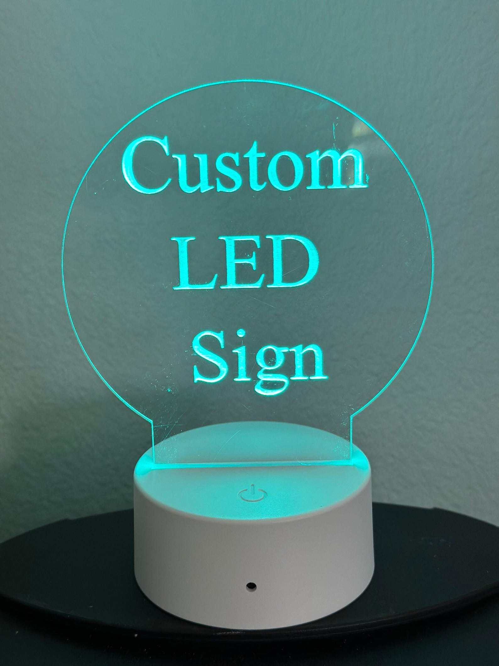 Custom LED Round Acrylic Table Sign, Remote Control Included - Etsy