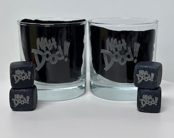 Custom Whiskey Glass and Whiskey Stones. Sets available.
