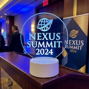 Custom LED Round Acrylic Table Sign, Remote Control Included