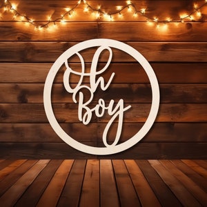 Oh Boy Round Sign, Great For A Baby Shower