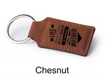 Leatherette Rectangular Keychain - Custom Monogram or Own Logo.