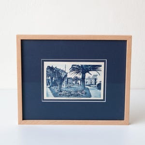 Postal antigo de Gijón "Jardines de la Reina" com moldura nova (26,5*21,5 cm)