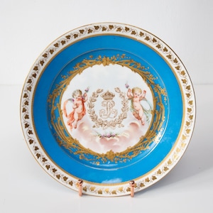 Antique French porcelain plate by Sèvres made in 1844.