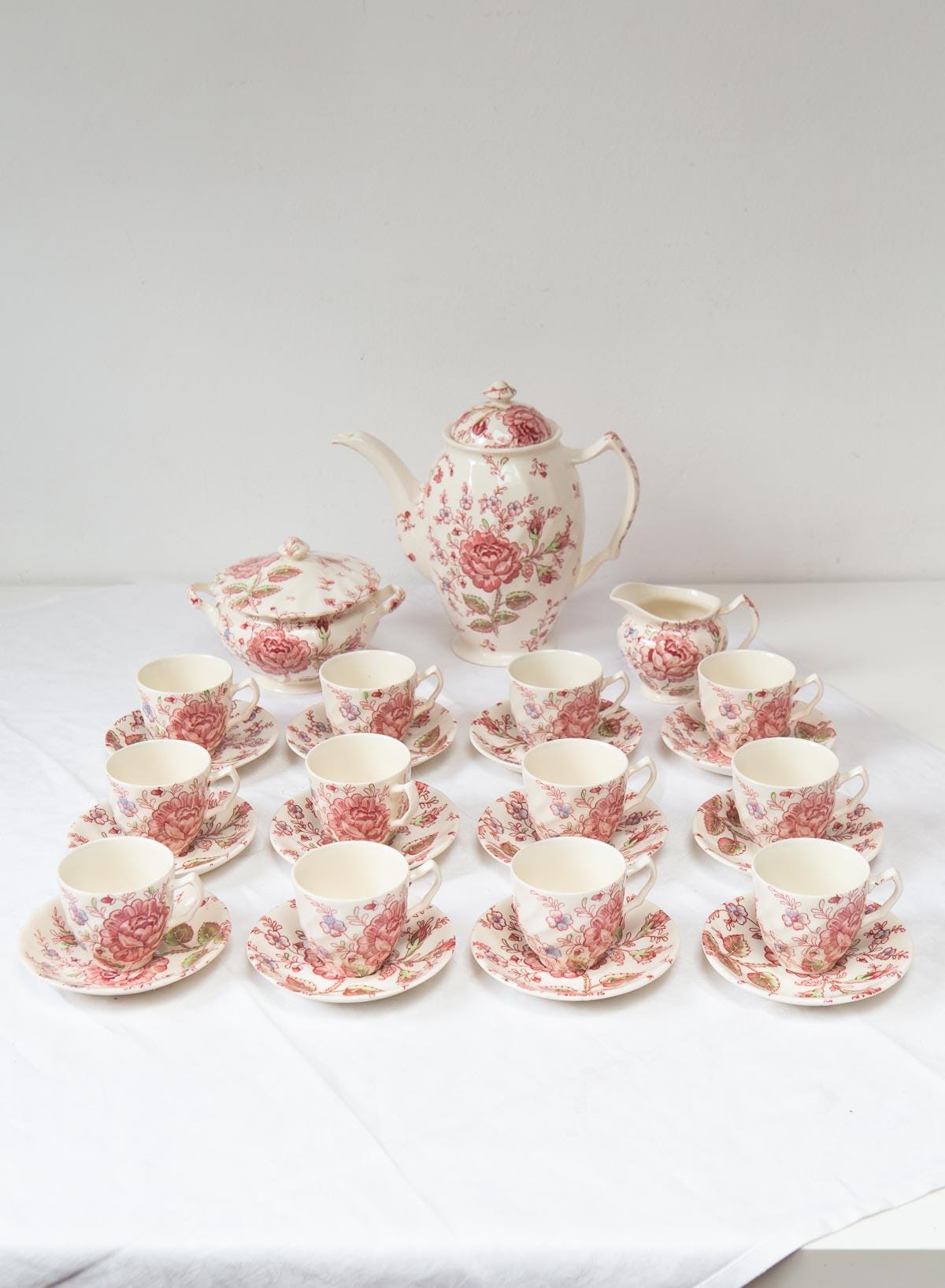 Service à Thé Ancien Johnson Brothers Rose – Motif Floral – Céramique