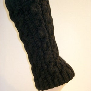 Leg warmers with cable pattern black women's leg warmers image 1