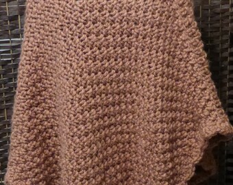 thick poncho - knitted - salmon coloured