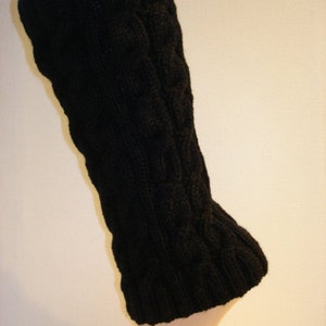 Leg warmers with cable pattern black women's leg warmers image 2