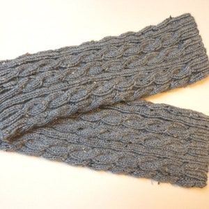 Beinstulpen Stulpen grau tweed Zopfmuster Bild 2