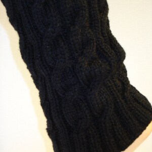 Leg warmers with cable pattern black women's leg warmers image 3