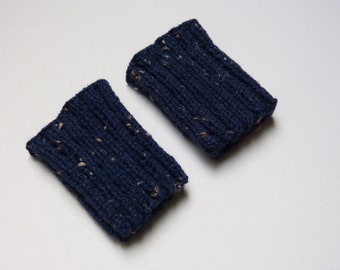 Wrist warmers - dark blue tweed