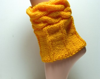 Leg warmers - short cuffs - pumpkin colored - knitted leg warmers for women