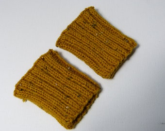 Pulse warmer mustard tweed colors - knitted hand knitted