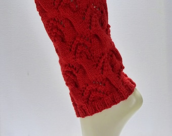 Leg warmers - cuffs - red - hole pattern